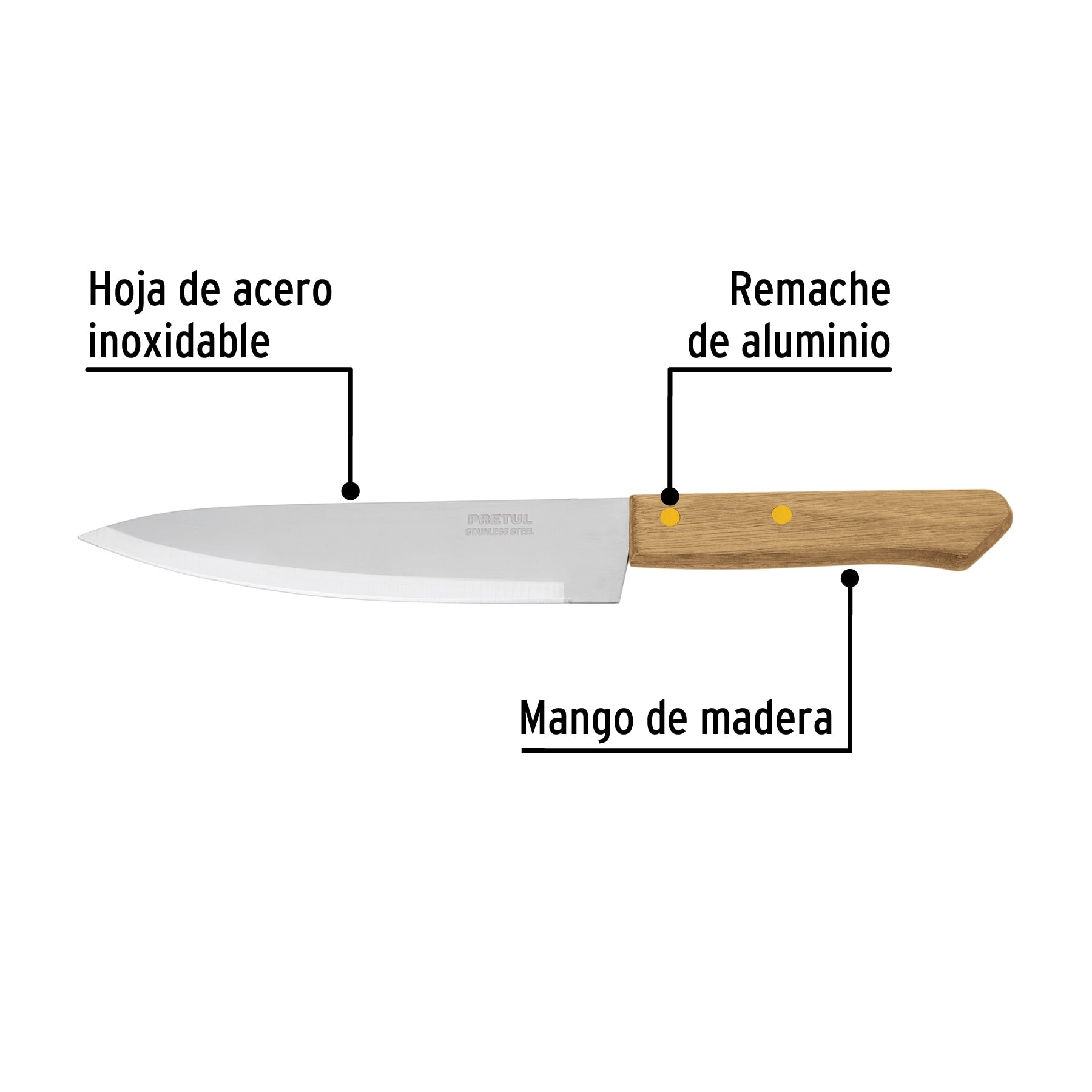 Cuchillo de chef 7' mango de madera, Pretul CUCH-M71 23081 MM00