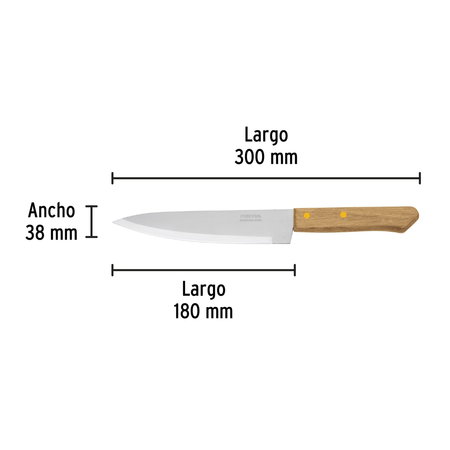 Cuchillo de chef 7' mango de madera, Pretul CUCH-M71 23081 MM00