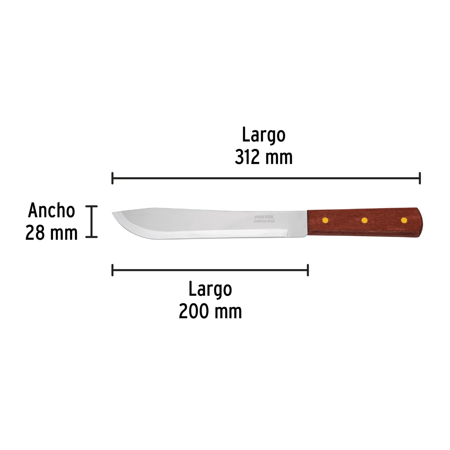 Cuchillo cebollero 8' mango de madera, Pretul CUCH-M80 23078 MM00