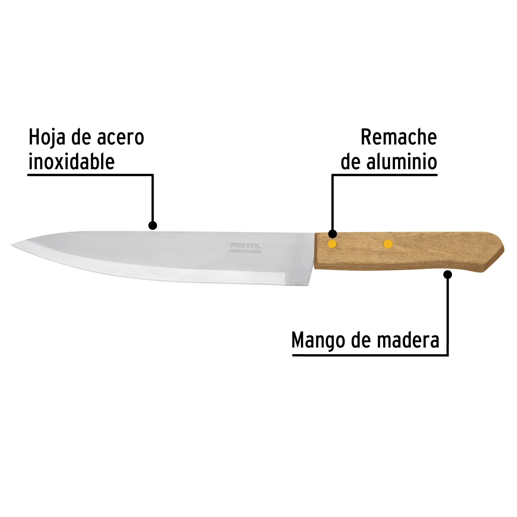 Cuchillo de chef 8' mango de madera, Pretul CUCH-M81 23082 MM00