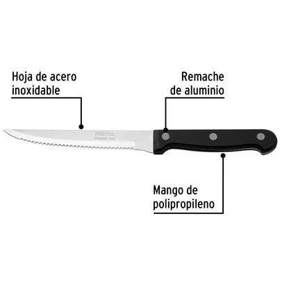 Cuchillo con sierra para asado 5' mango de plástico, Pretul CUCH-P52 23092 MM00