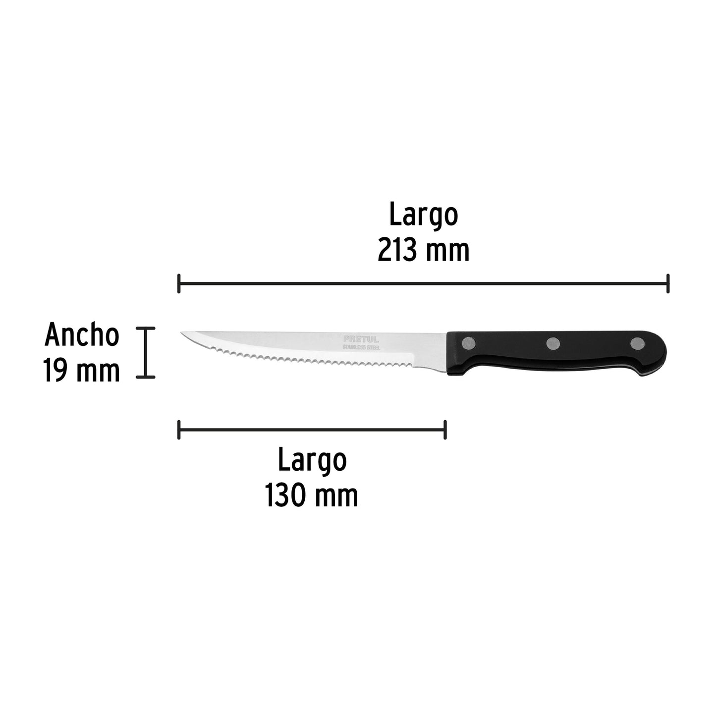 Cuchillo con sierra para asado 5' mango de plástico, Pretul CUCH-P52 23092 MM00