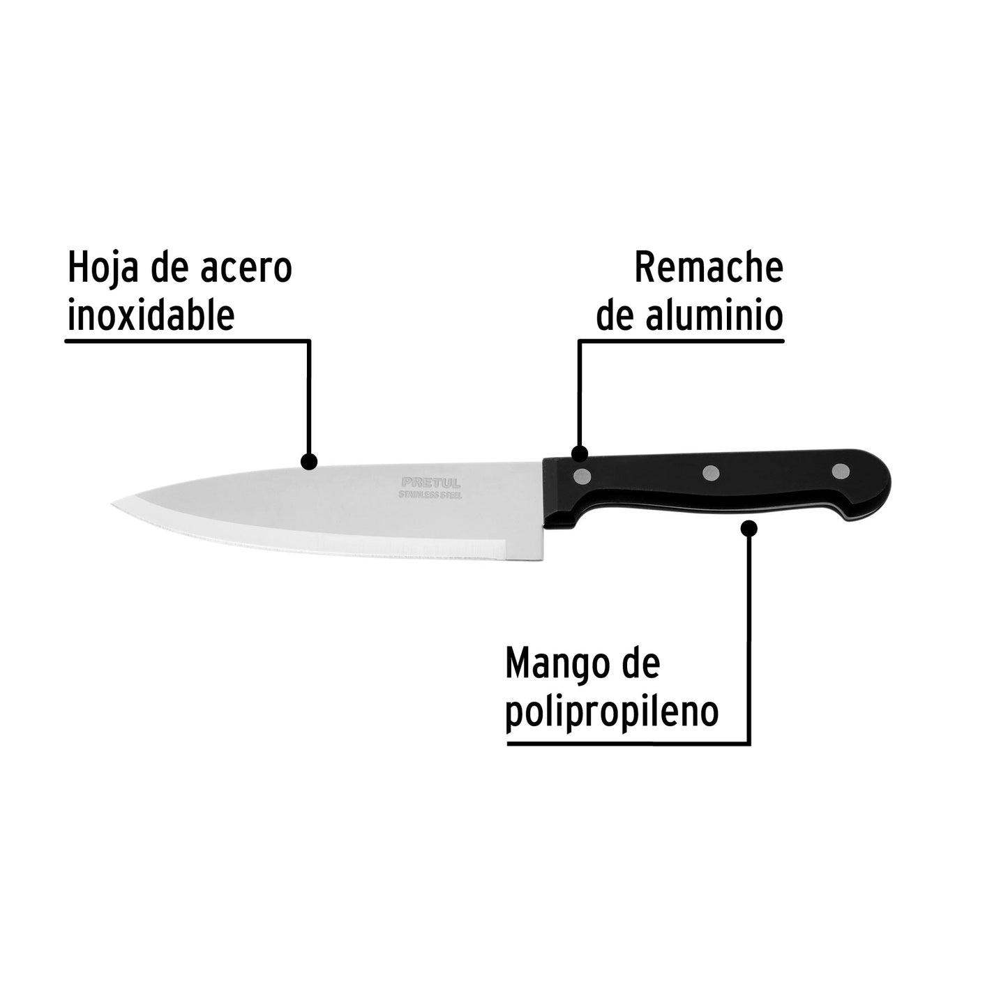 Cuchillo de chef 6' mango de polipropileno, Pretul CUCH-P61 23089 MM00