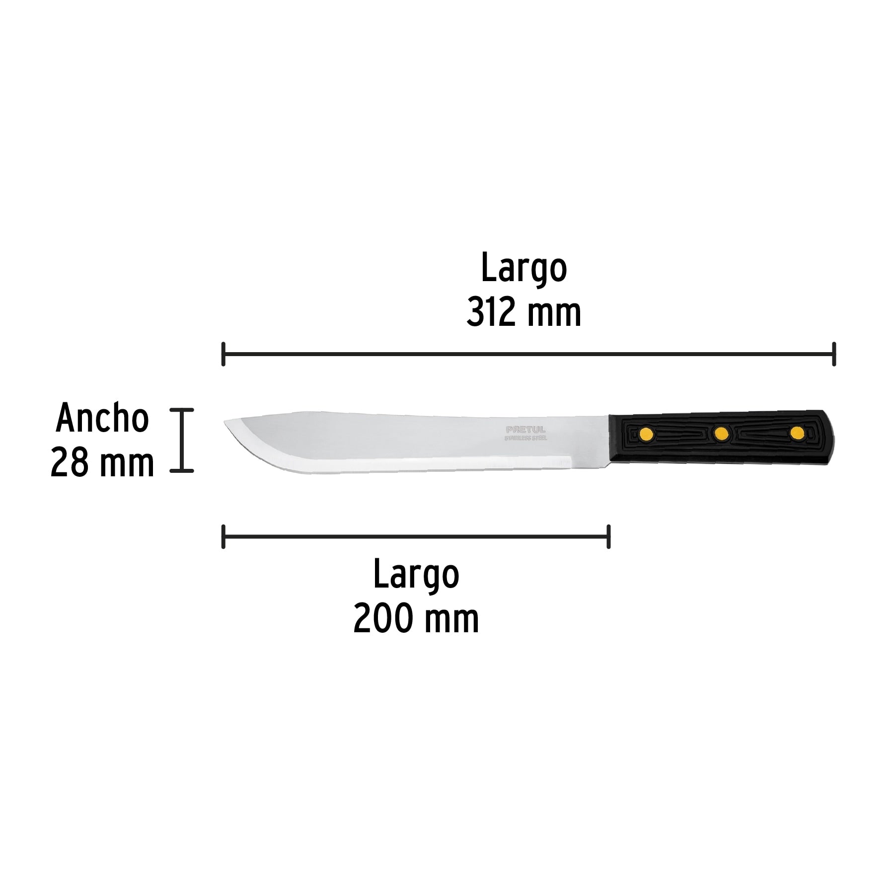 Cuchillo cebollero 8' mango de polipropileno, Pretul CUCH-P80 23087 MM00