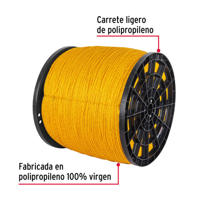 Metro de cuerda amarilla de 4 mm en rollo de 2,380 m, Fiero CUE-04M 40174 MM0