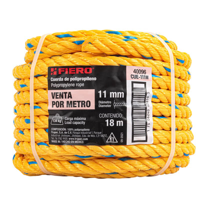 Metro de cuerda amarilla de 11 mm en rollo de 18 m, Fiero CUE-111M 40096 MM0