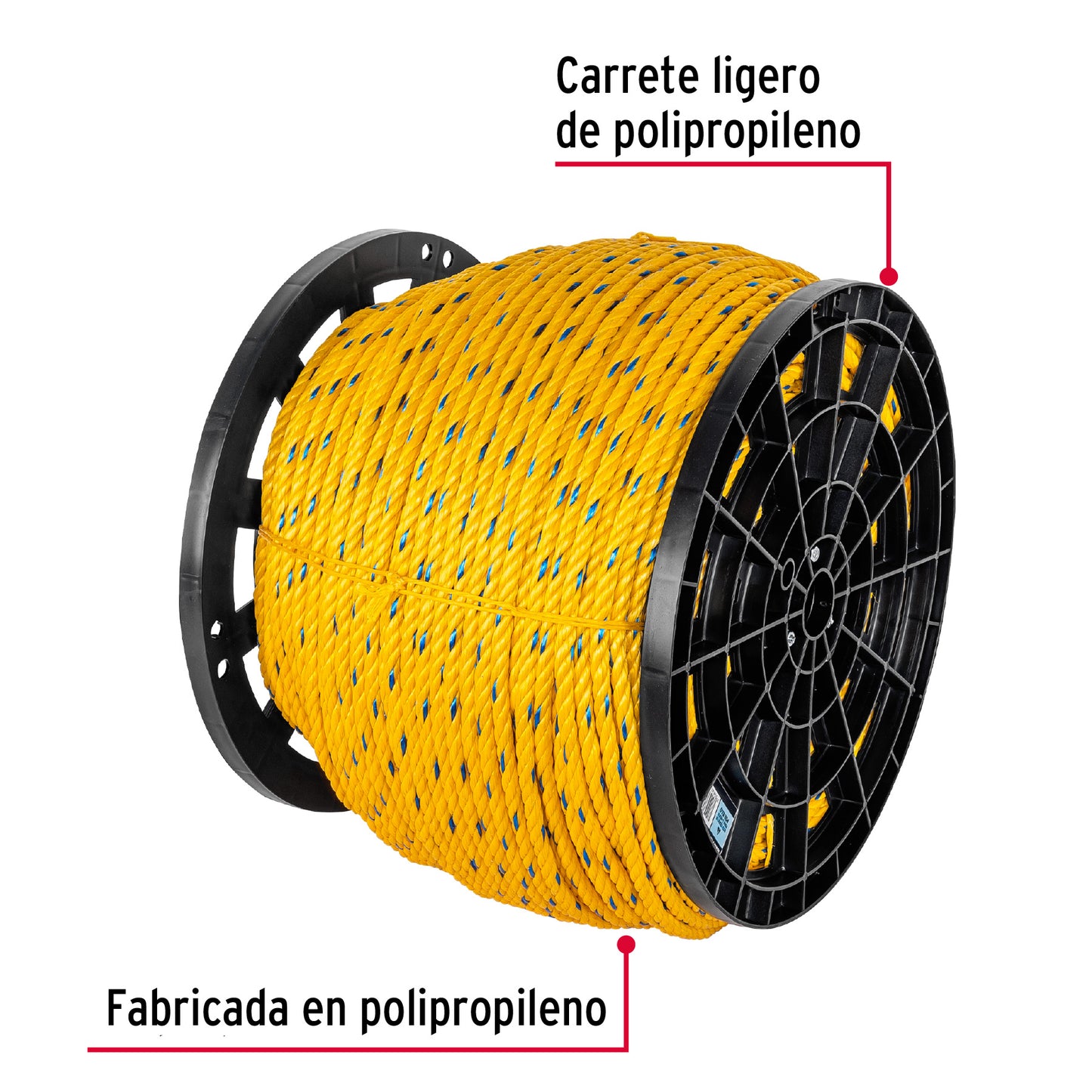 Kilo de cuerda amarilla de polipropileno 11 mm, rollo 20 kg CUE-11K 44488 MM0