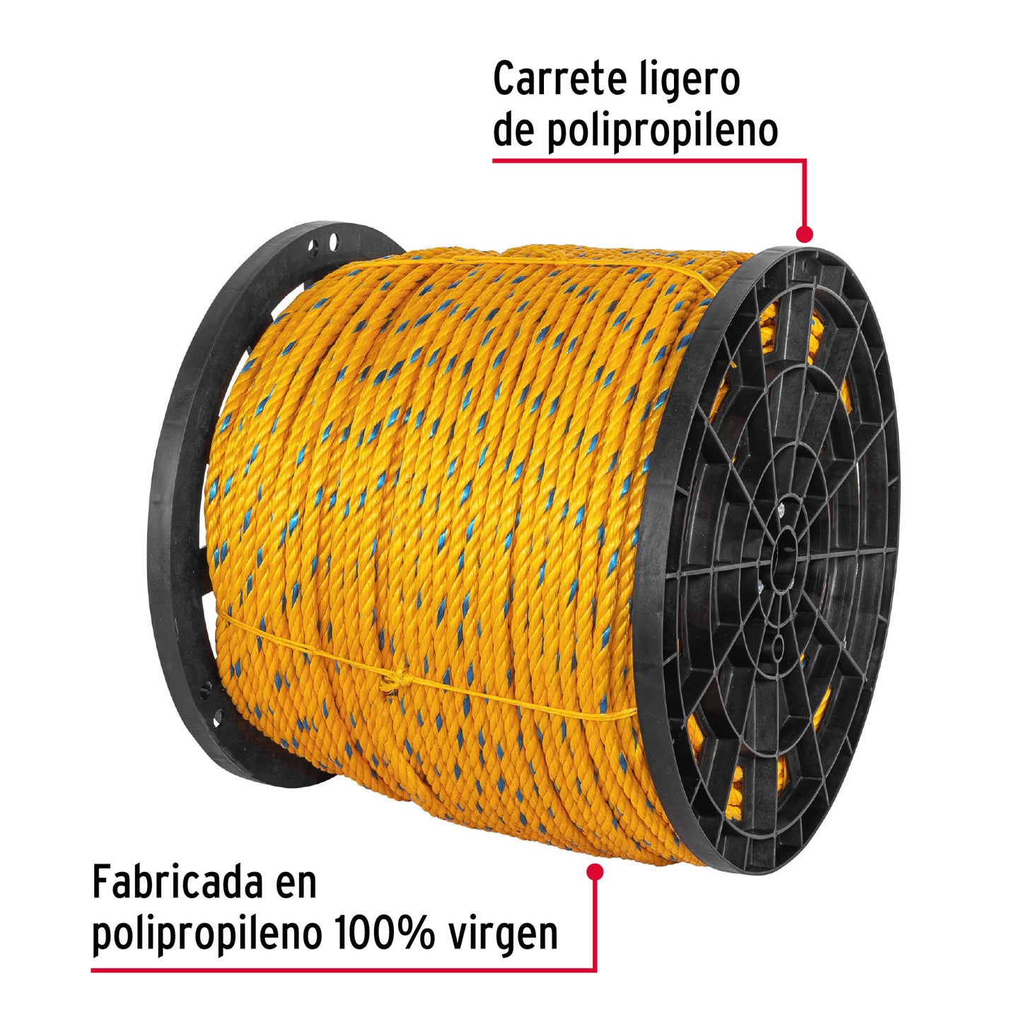 Metro de cuerda amarilla de 11 mm en rollo de 360 m, Fiero CUE-11M 40178 MM0