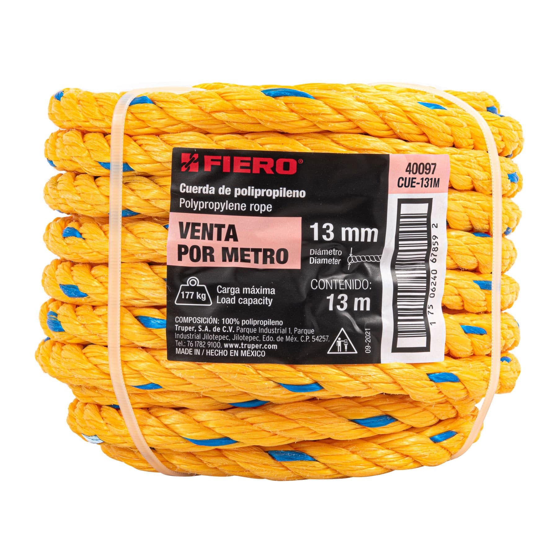 Metro de cuerda amarilla de 13 mm en rollo de 13m, Fiero CUE-131M 40097 MM0