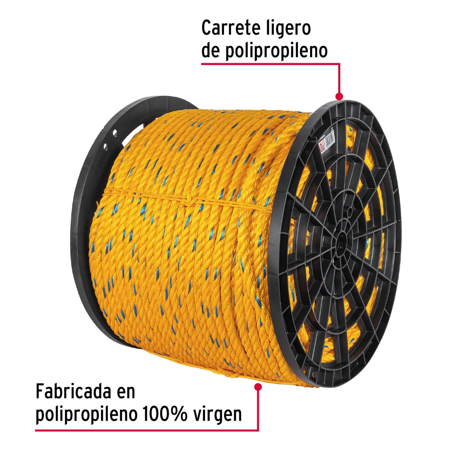 Metro de cuerda amarilla de 16 mm en rollo de 264 m, Fiero CUE-16M 40180 MM0