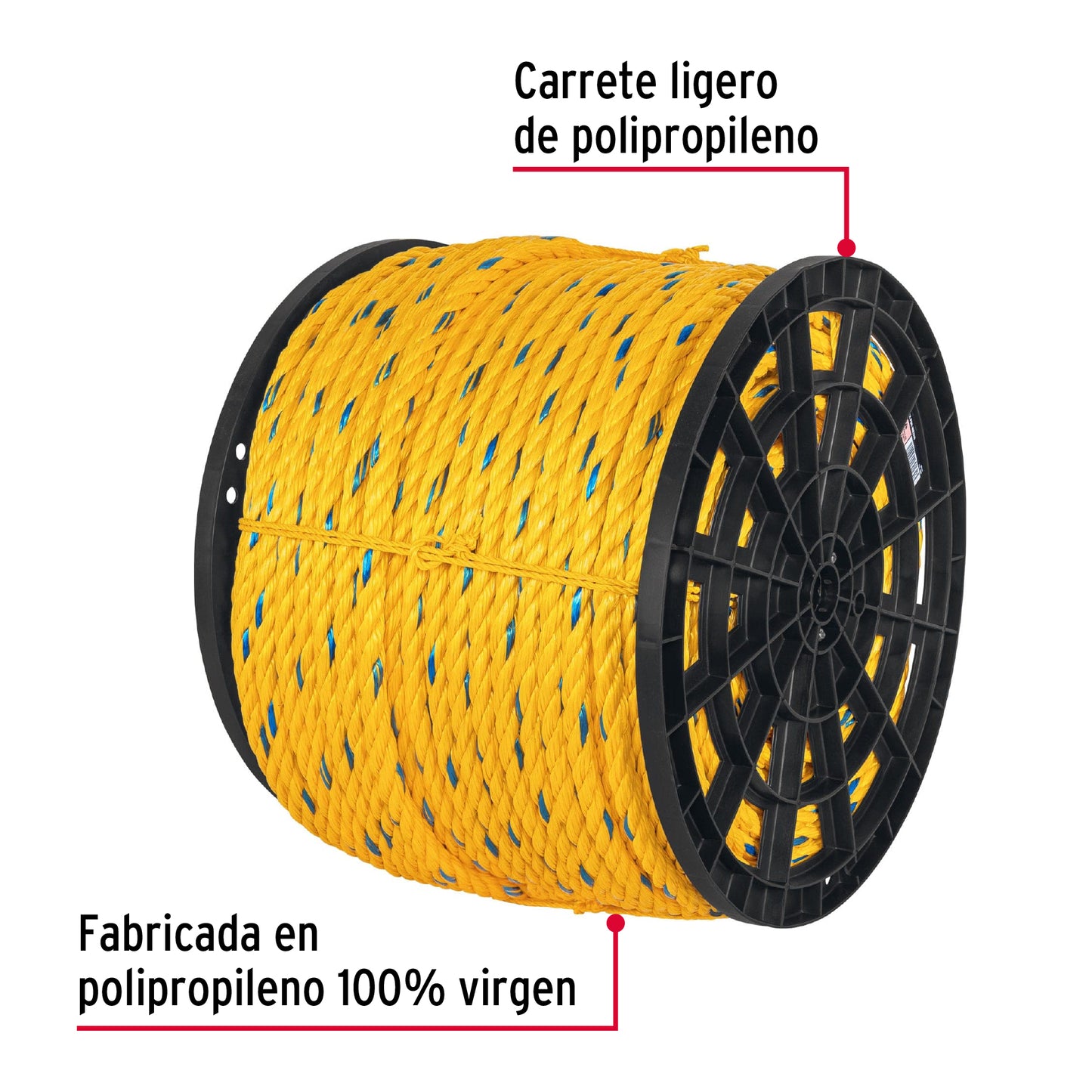 Metro de cuerda amarilla de 19 mm en rollo de 198 m, Fiero CUE-19M 40181 MM0