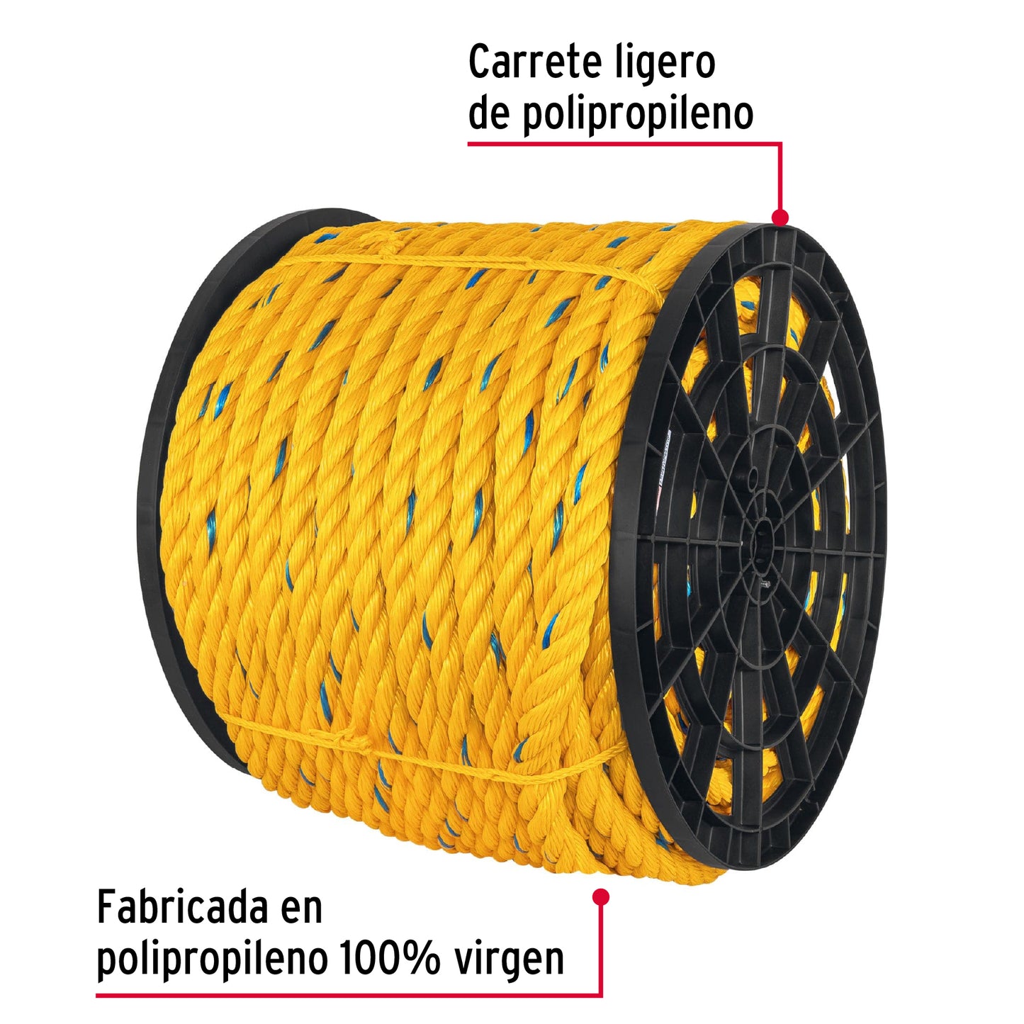 Metro de cuerda amarilla de 25 mm en rollo de 102 m, Fiero CUE-25M 40182 MM0