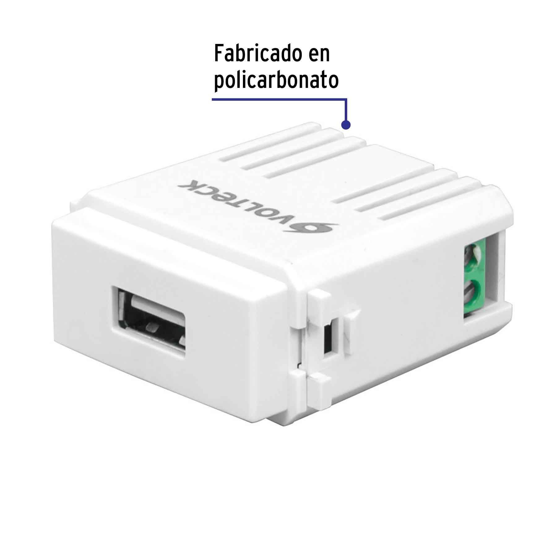 Módulo puerto USB, línea Italiana, color blanco, Volteck CUSB-IB 48109 MM00