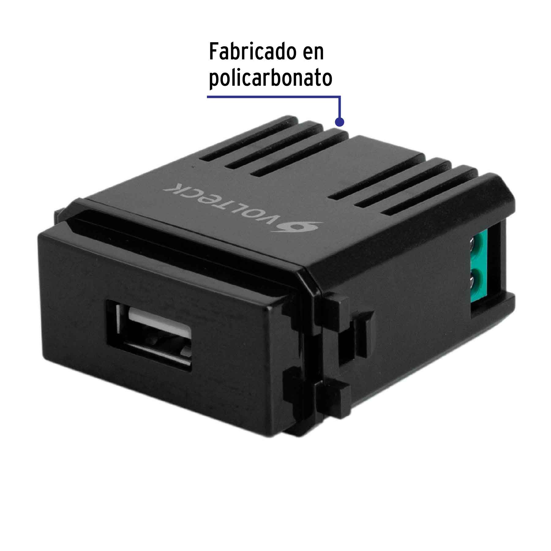 Módulo USB, línea Italiana, color negro, Volteck CUSB-IN 47603 MM00