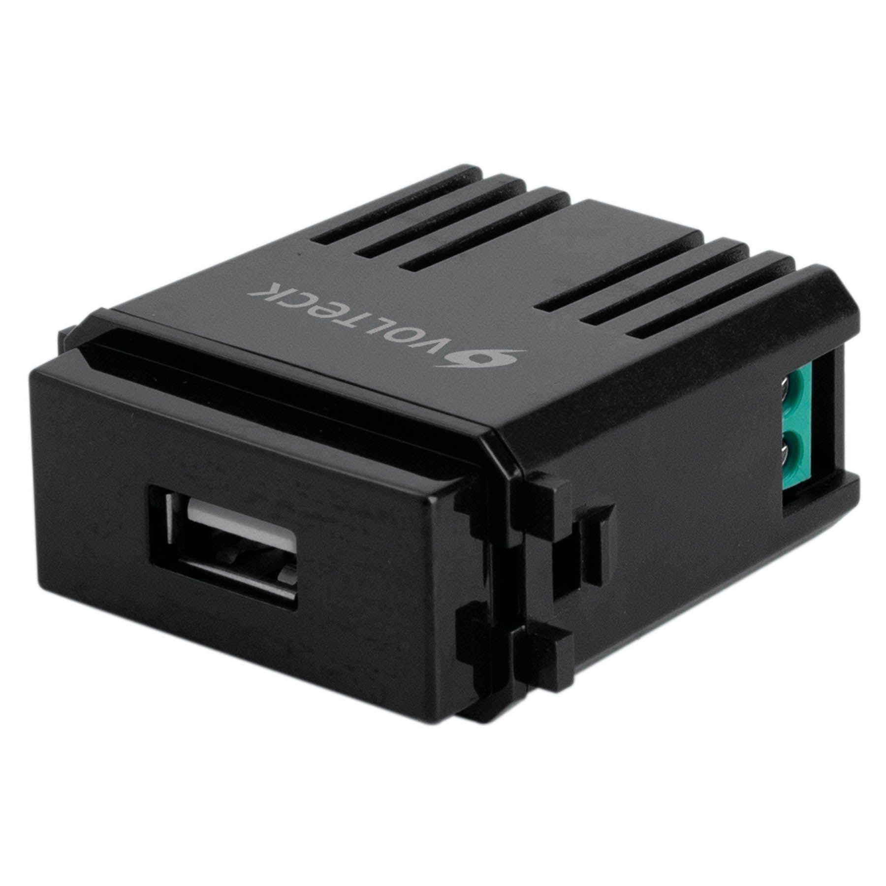 Módulo USB, línea Italiana, color negro, Volteck CUSB-IN 47603 MM00