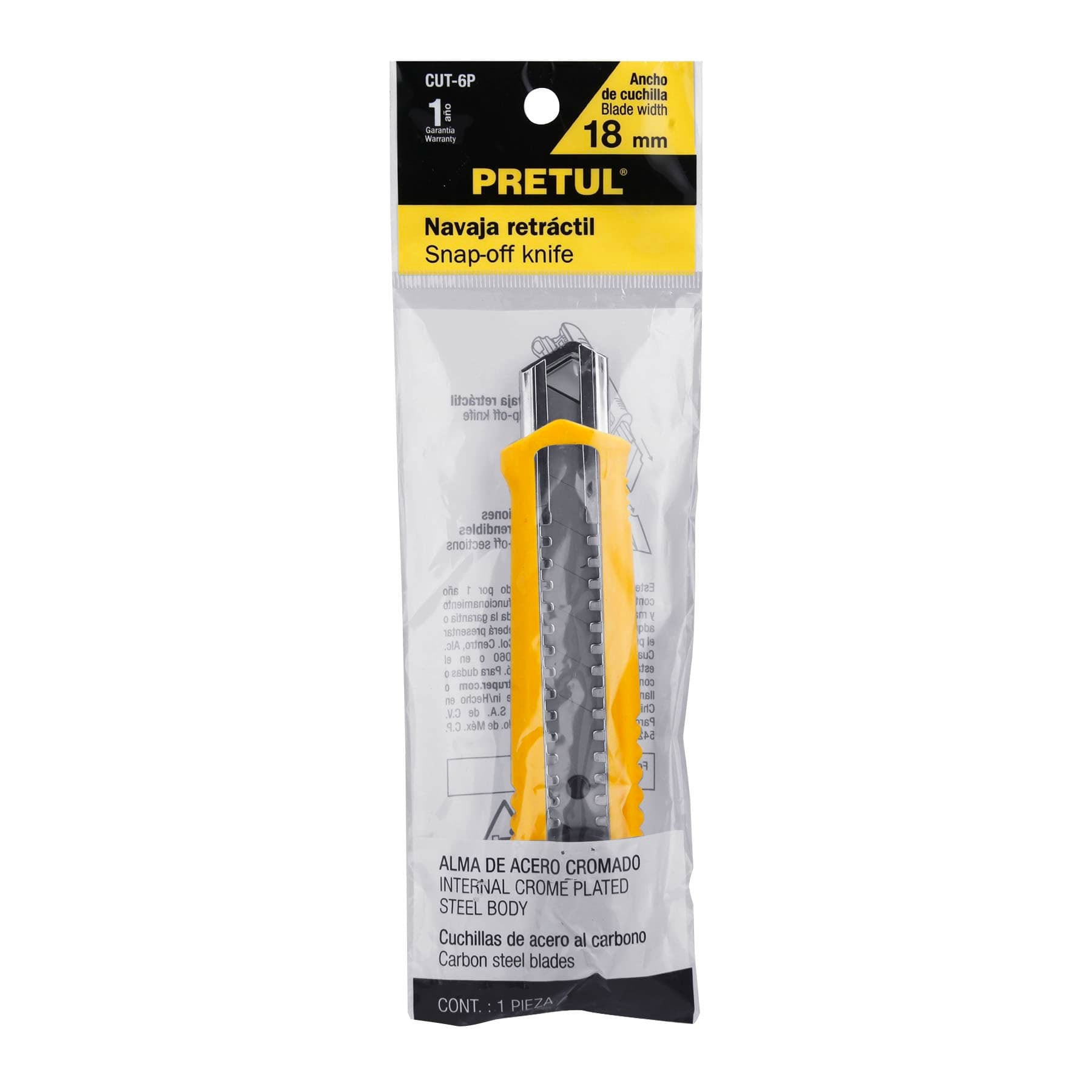 Cutter 18 mm plástico con alma metálica, Pretul CUT-6P 22396 MM00