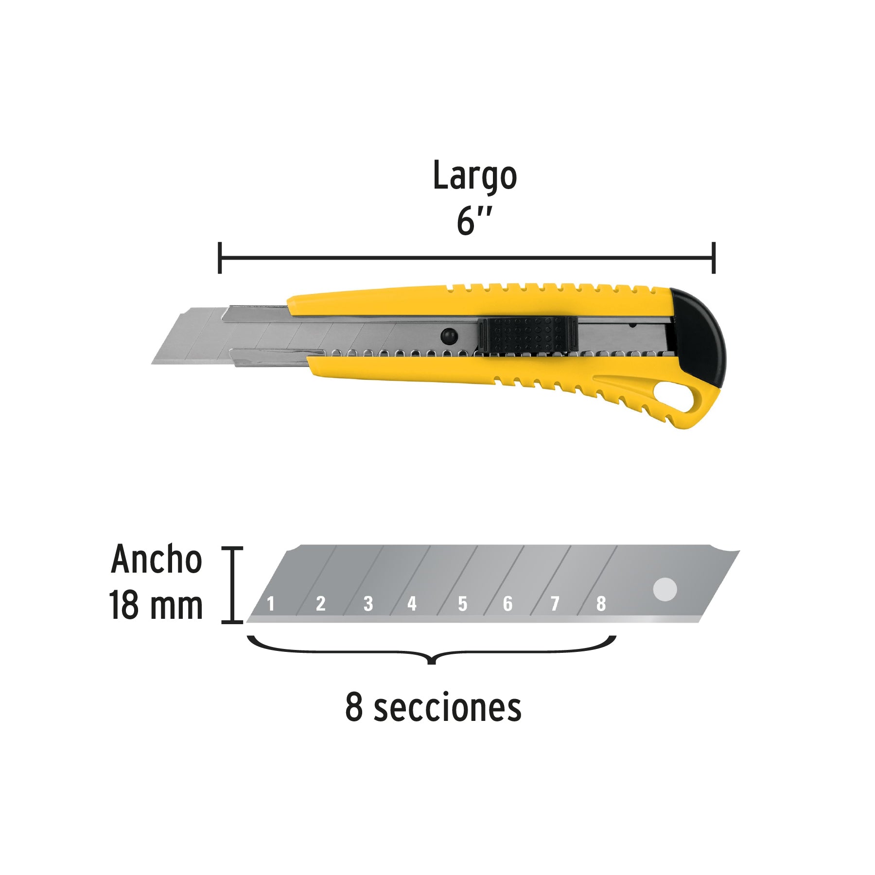 Cutter 18 mm plástico con alma metálica, Pretul CUT-6P 22396 MM00