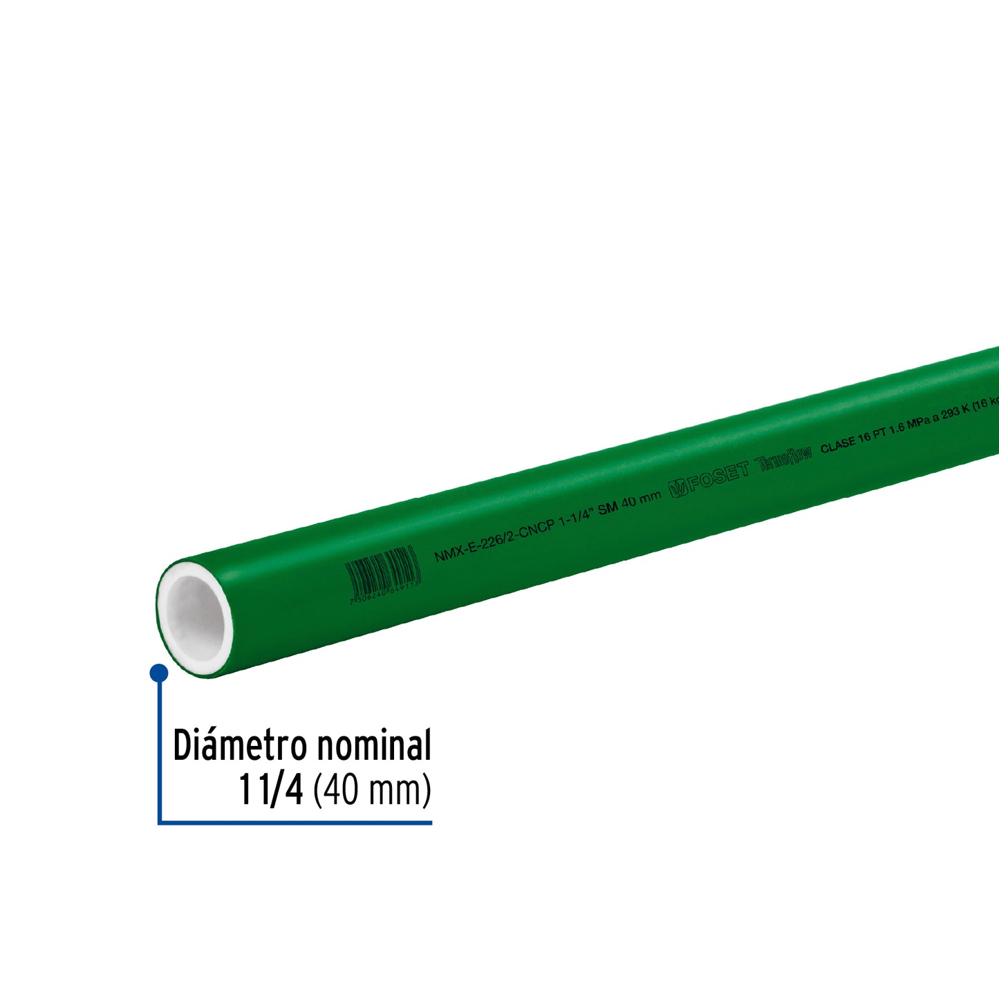 Tubo de 1-1/4' de PPR hidráulico de 4 m, Foset CV-004 45444 MM0