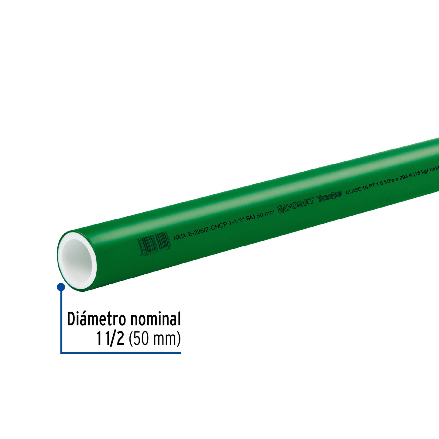 Tubo de 1-1/2' de PPR hidráulico de 4 m, Foset CV-005 45445 MM0