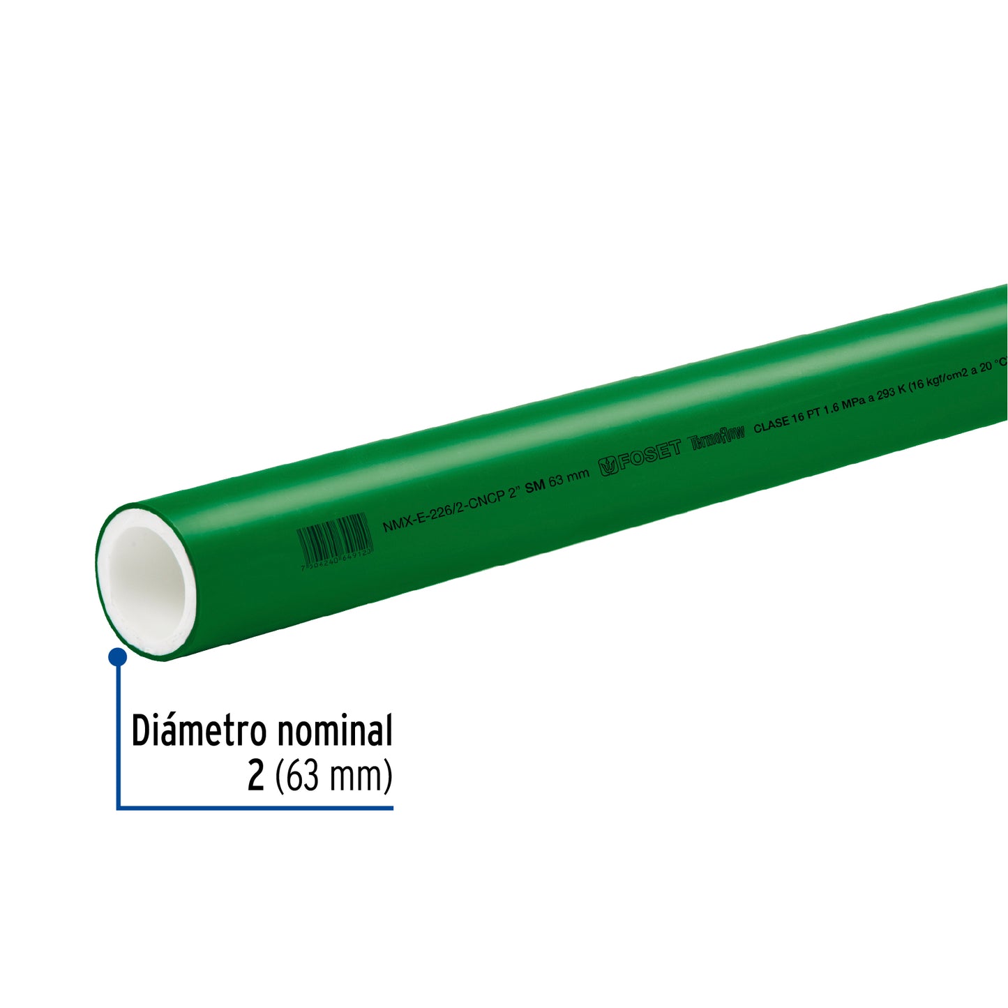 Tubo de 2' de PPR hidráulico de 4 m, Foset CV-006 45446 MM0