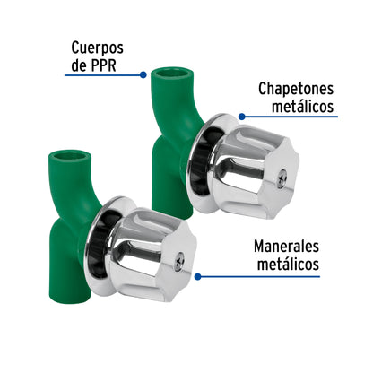 Caja con 2 llaves de PPR y manerales metálicos para empotrar CV-052 49828 MM00