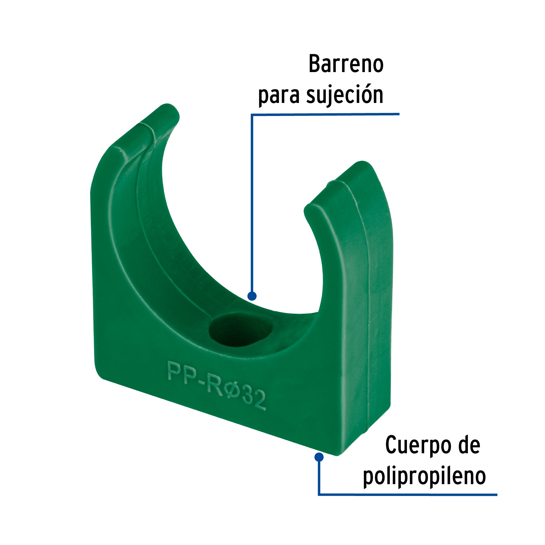 Abrazadera PPR,  1', tipo U, Foset CV-103 46797 MM00