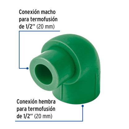 Codo 90° PPR,  1/2', macho-hembra, Foset CV-521 45551 MM00