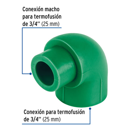 Codo 90° PPR,  3/4', macho-hembra, Foset CV-522 45552 MM00