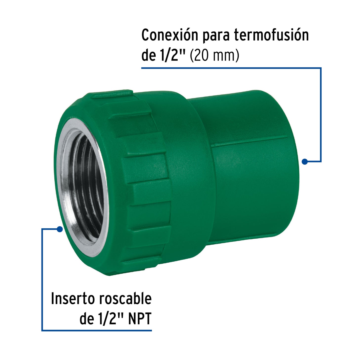 Adaptador PPR 1/2' hembra con inserto metálico, Foset CV-601 49885 MM00