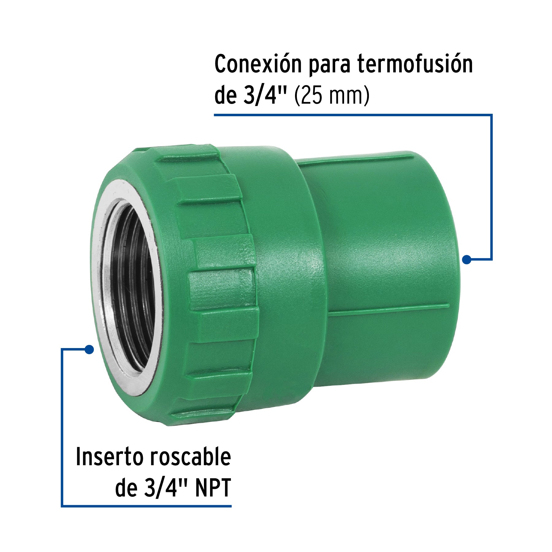 Adaptador PPR 3/4' hembra con inserto metálico, Foset CV-602 49886 MM00