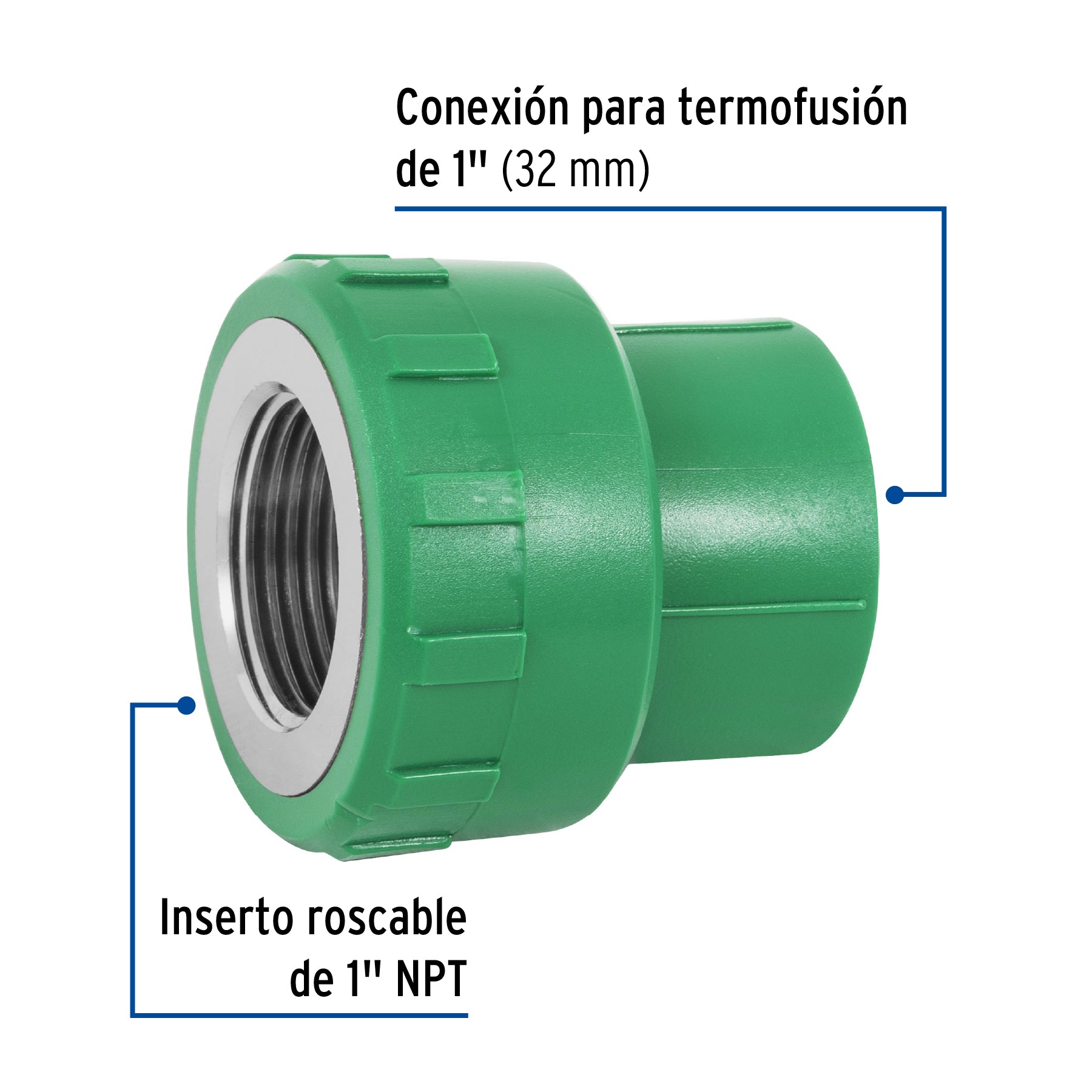 Adaptador PPR 1' hembra con inserto metálico, Foset CV-603 49887 MM00