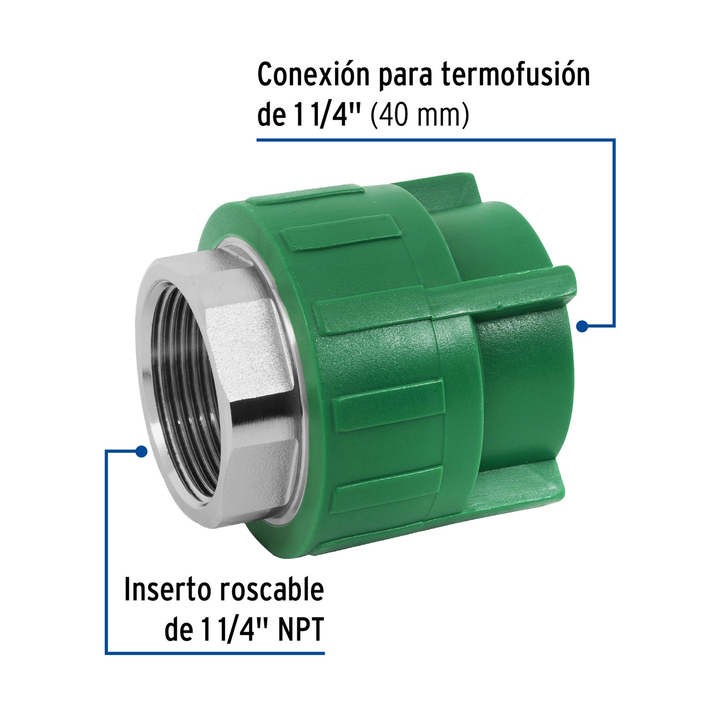 Adaptador PPR 1-1/4' hembra con inserto metálico, Foset CV-604 45453 MM00