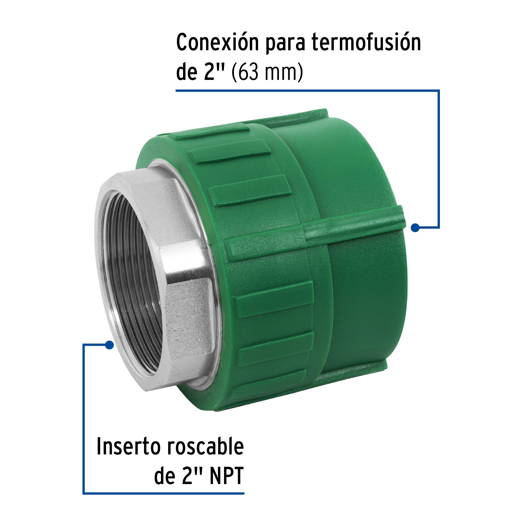 Adaptador PPR 2' hembra con inserto metálico, Foset CV-606 45455 MM00