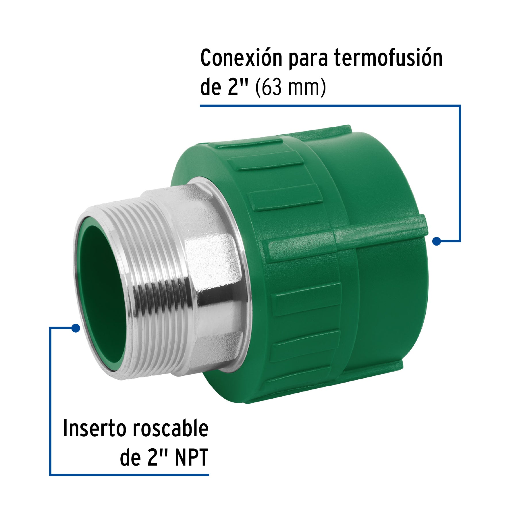 Adaptador PPR 2' macho con inserto metálico, Foset CV-616 45452 MM00