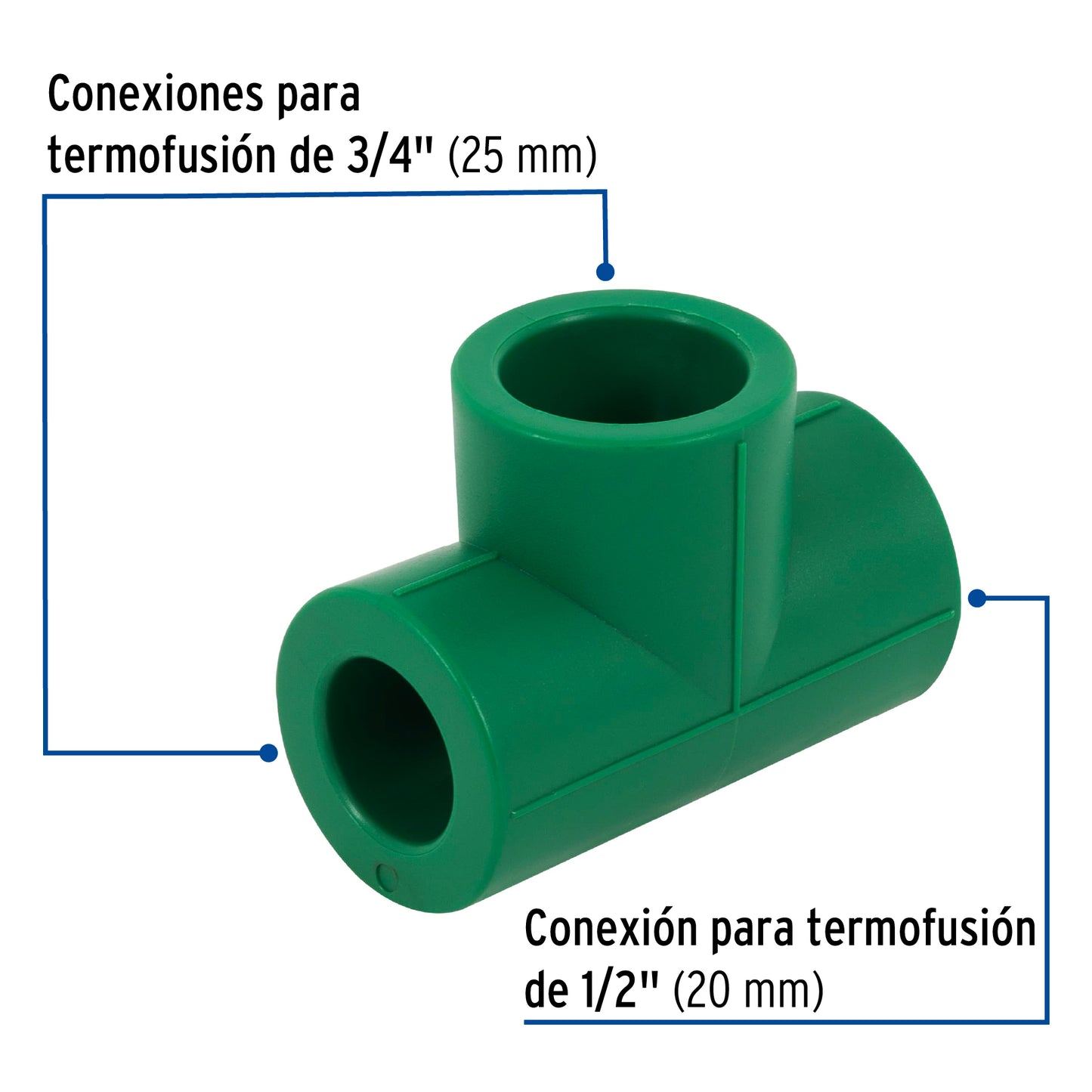 Tee reducida de PPR 3/4' x 1/2' x 3/4', Foset CV-723 49845 MM00