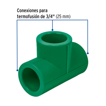 Tee sencilla de PPR 3/4', Foset CV-762 49833 MM00