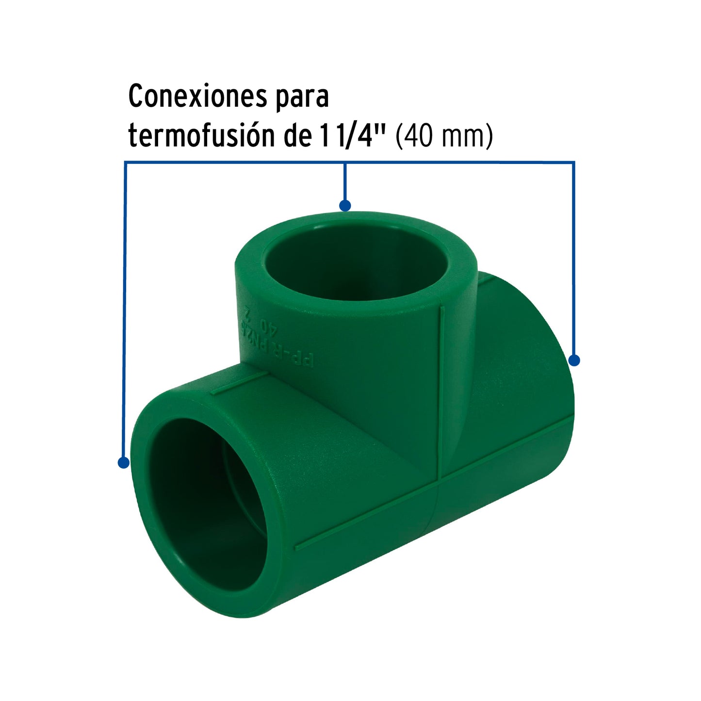 Tee sencilla de PPR 1-1/4', Foset CV-764 45465 MM00