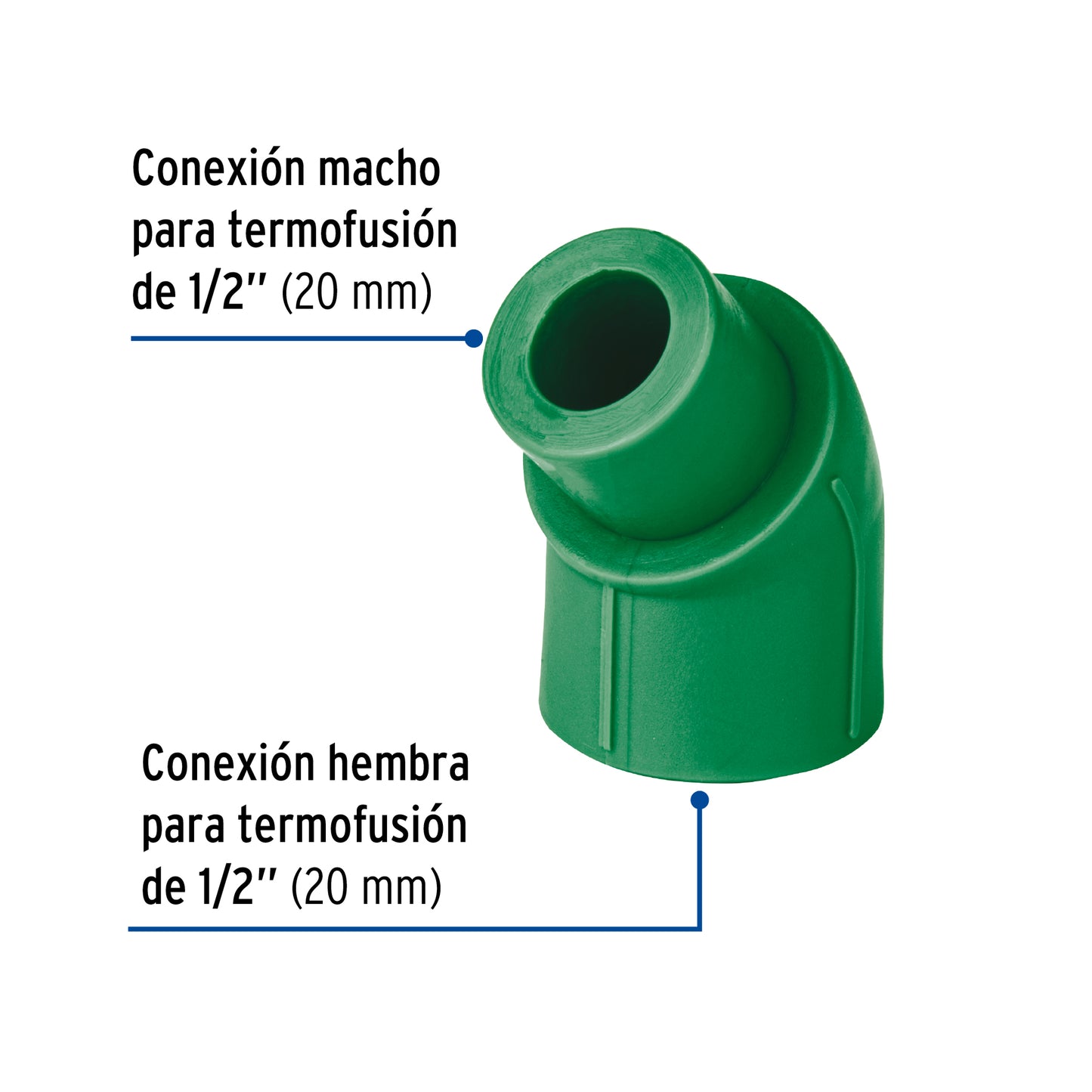 Codo 45° PPR,  1/2', macho-hembra, Foset CV-871 45553 MM00