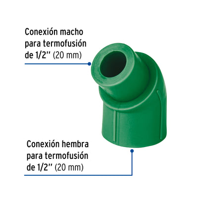 Codo 45° PPR,  1/2', macho-hembra, Foset CV-871 45553 MM00