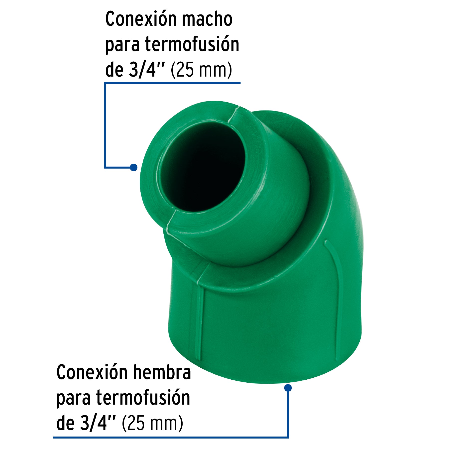 Codo 45° PPR,  3/4', macho-hembra, Foset CV-872 45554 MM00