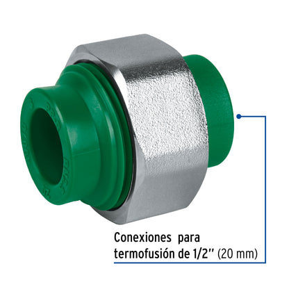 Tuerca unión PPR, tuerca latón,  1/2', Foset CV-971 49810 MM00