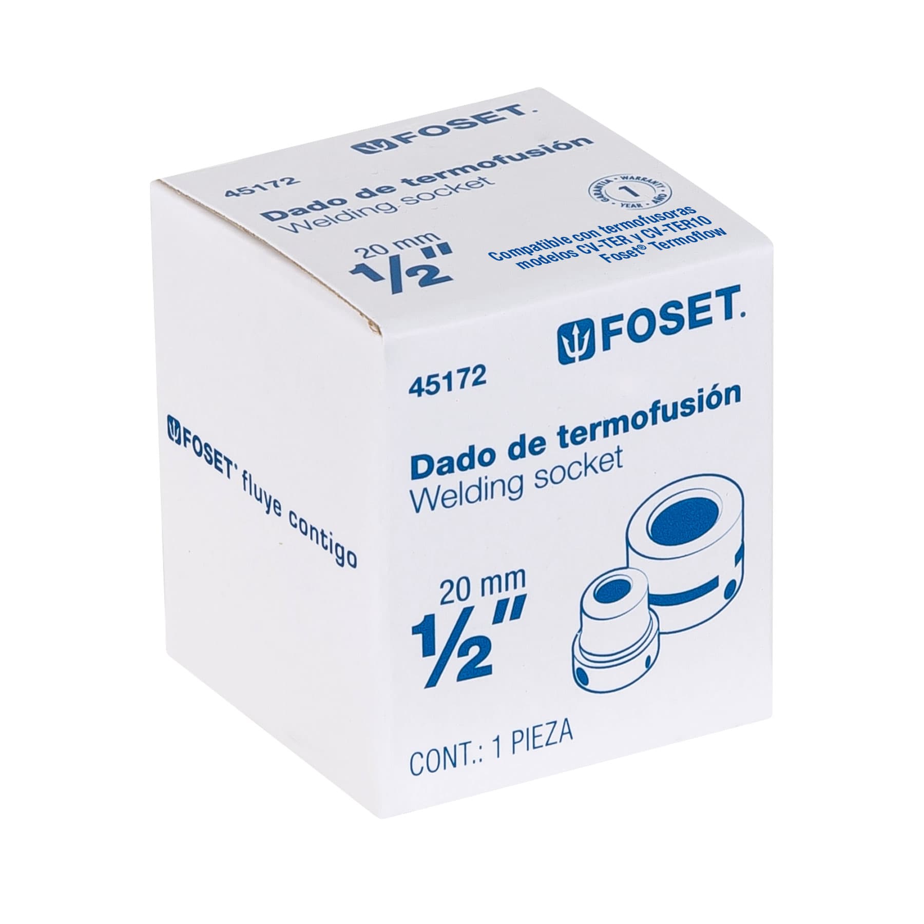 Dado para termofusora de 1/2' (20 mm), Foset CV-D1 45172 MM00