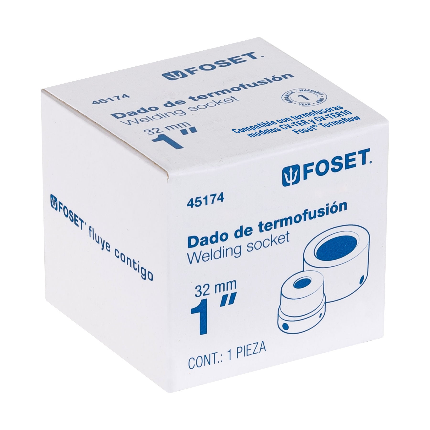 Dado para termofusora de 1' (32 mm), Foset CV-D3 45174 MM00