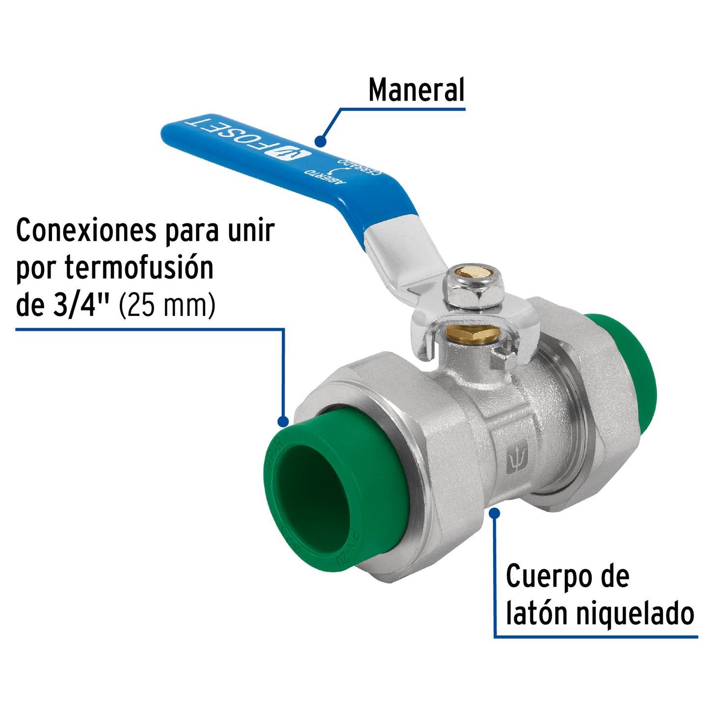 Válvula de esfera desmontable de PPR 3/4', Foset CV-ESD-3/4 41987 MM00