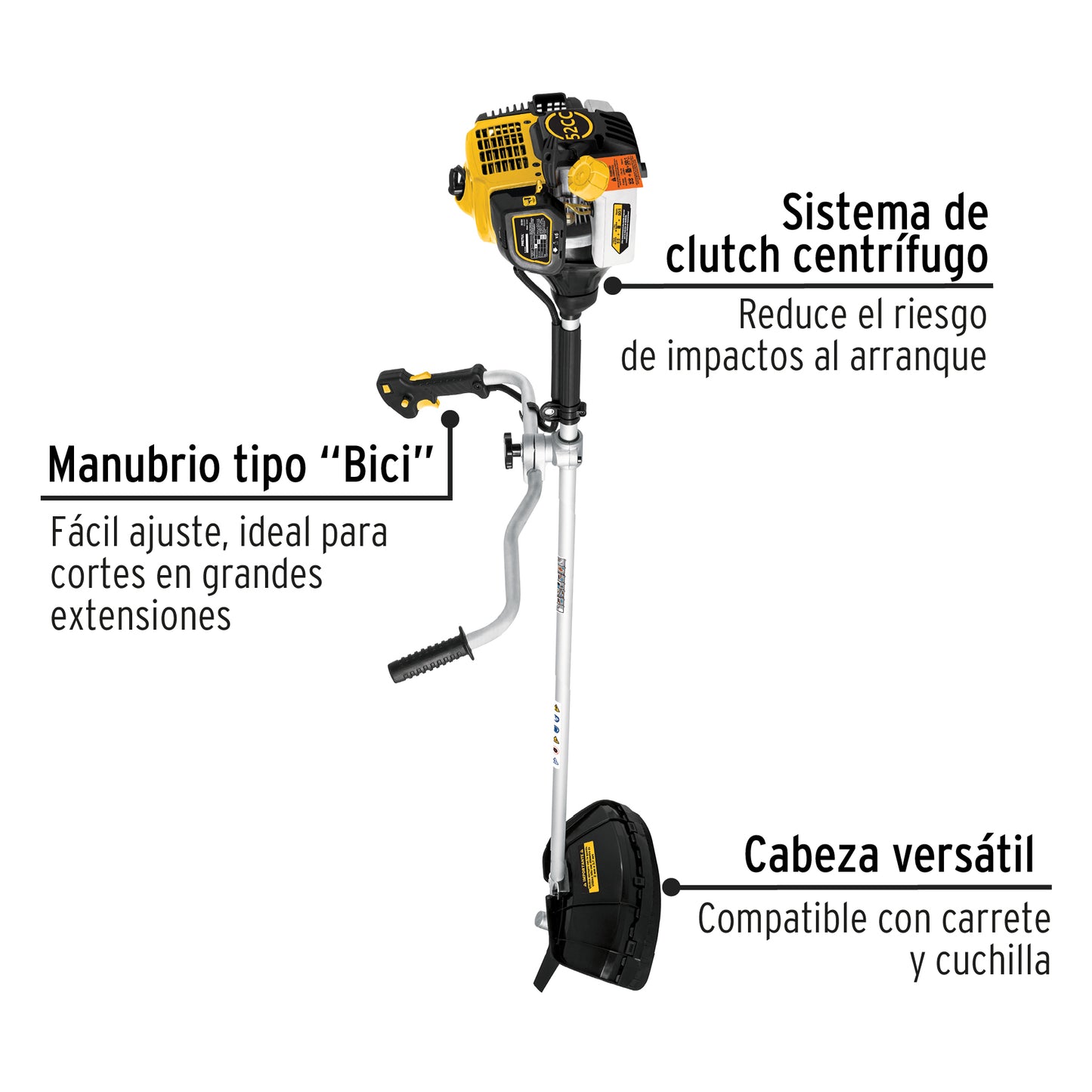 Desmalezadora a gasolina 52 cc mango tipo 'bici' , Pretul DES-52P 26104 MM00