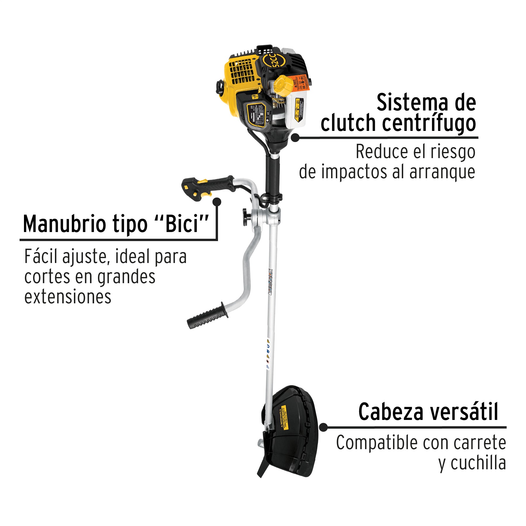 Desmalezadora a gasolina 52 cc mango tipo 'bici' , Pretul DES-52P 26104 MM00