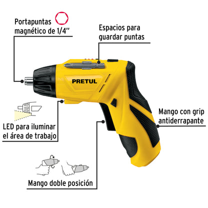 Destornillador inalámbrico de dos posiciones 3.6 V, Pretul DESI-36P2 26402 MM00