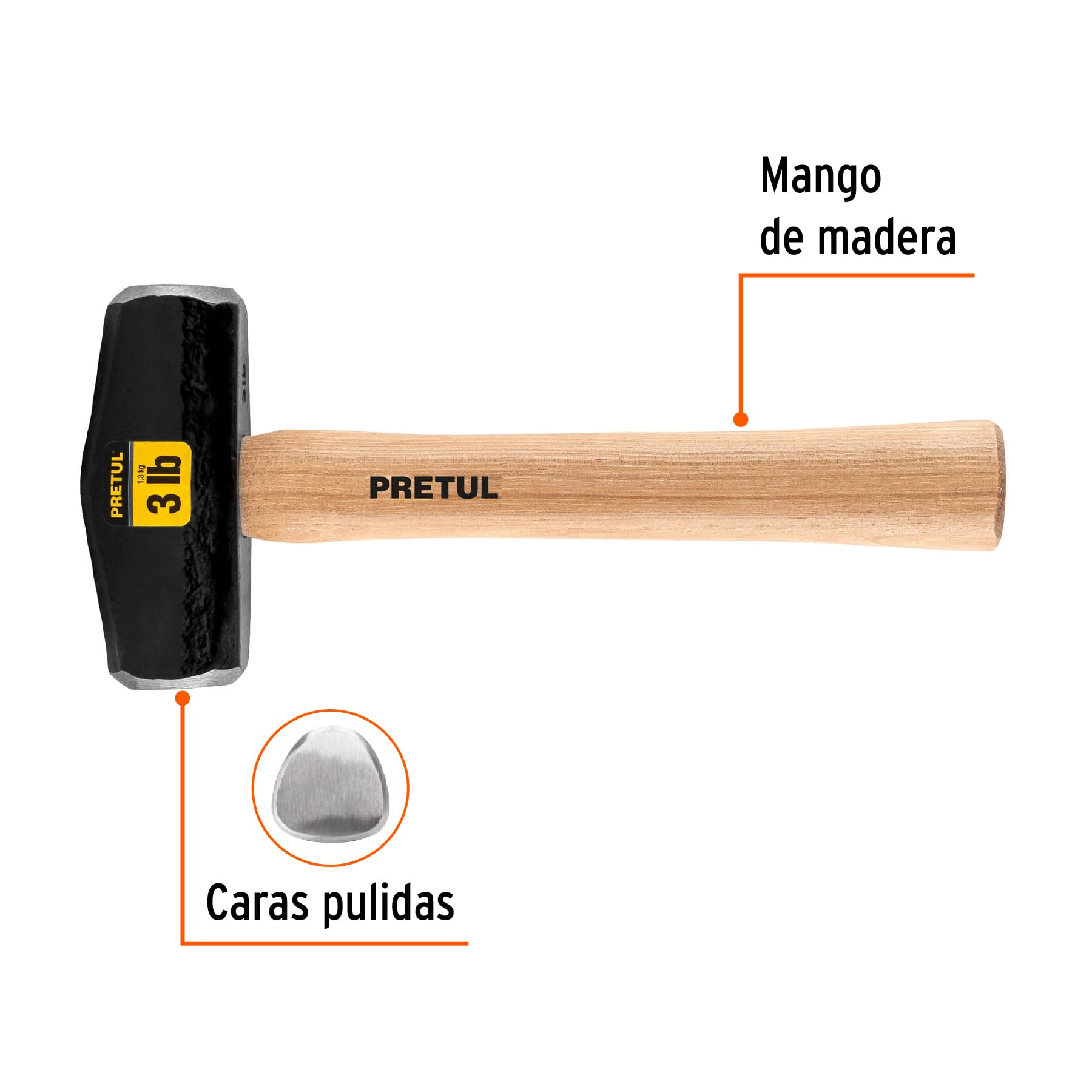 Marro tipo Nevada 3 lbs. mango 10-3/4', Pretul DHT-3P 22216 MM0