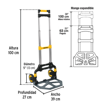 Diablo de carga, plegable, 100 kg, Pretul DIA-100P 24127 MM1