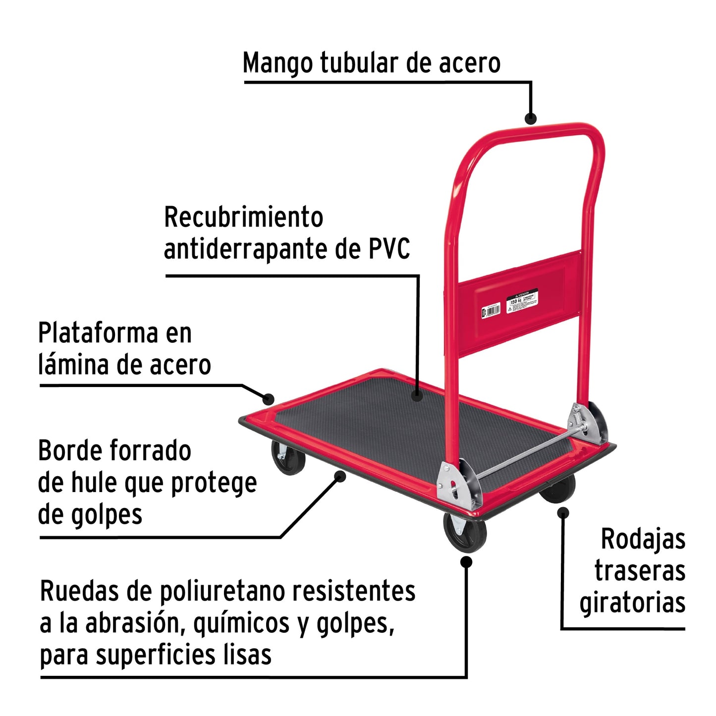 Carro de carga plegable tipo plataforma, 150 kg, Pretul DIA-150P 48595 MM0